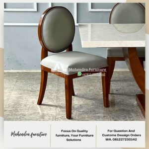 Set Meja Makan Marmer Stella 4 Kursi Kayu Jati Minimalis Modern - Gambar 2