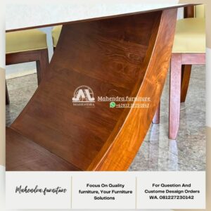 Set Meja Makan Marmer Stella 6 Kursi Kayu Jati Modern 180x90 - Gambar 7