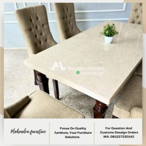 Set Meja Makan Marble Stella 6 Kursi Mewah - Gambar 2