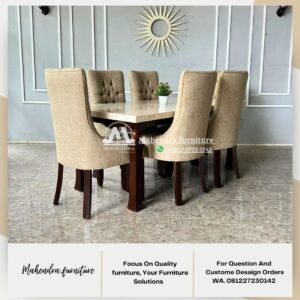 Set Meja Makan Marble Stella 6 Kursi Mewah