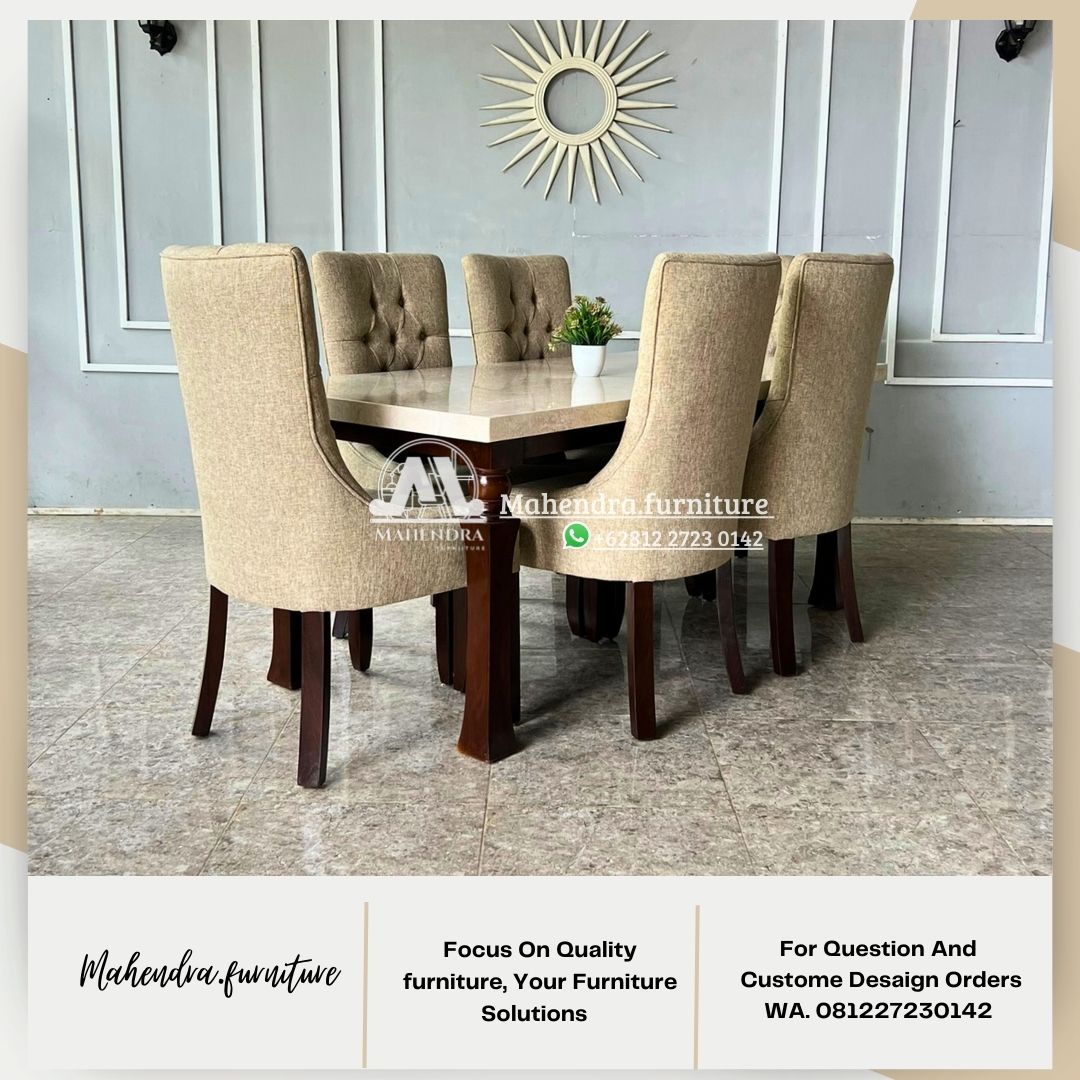 Set Meja Makan Marble Stella 6 Kursi Mewah