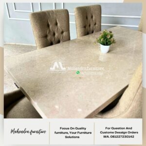 Set Meja Makan Marble Stella 6 Kursi Mewah - Gambar 5