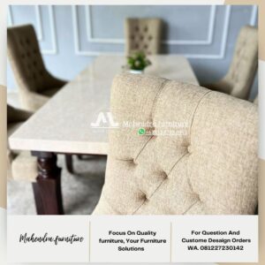 Set Meja Makan Marble Stella 6 Kursi Mewah - Gambar 7