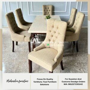 Set Meja Makan Marble Stella 6 Kursi Mewah - Gambar 8