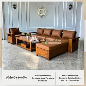 Set Kursi Sofa Tamu Jati Minimalis Mewah - Gambar 4