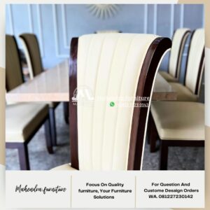 Set meja makan marmer 10 kursi jati mewah - Gambar 6