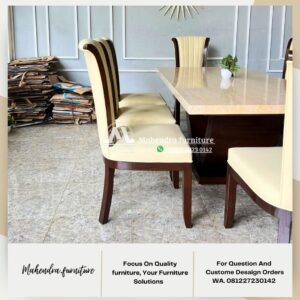 Set meja makan marmer 10 kursi jati mewah - Gambar 7