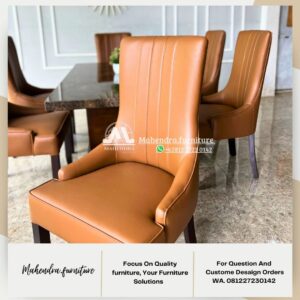 Set meja makan marmer dark emperador 6 kursi - Gambar 7