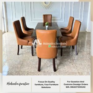 Set meja makan marmer dark emperador 6 kursi - Gambar 8